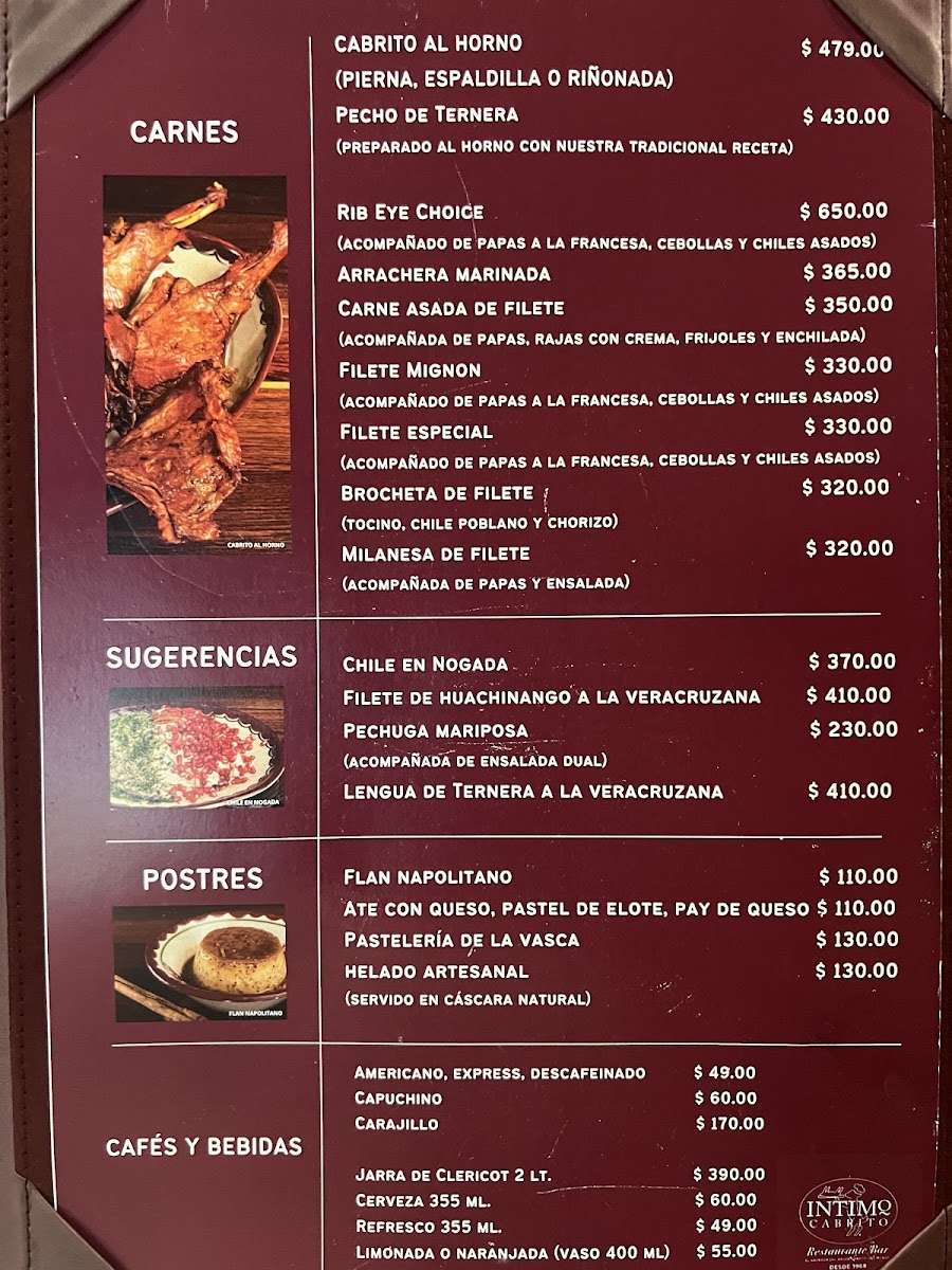 Intimo Cabrito Menu - Image 1
